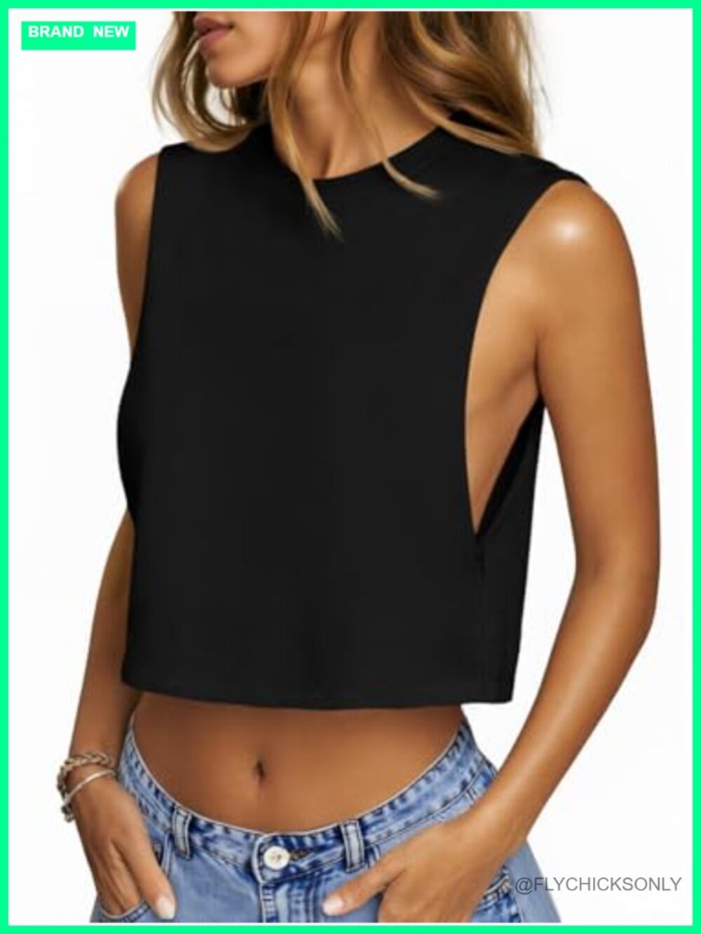 Womens Workout Tank Top Sleeveless Cropped Athletic Crew Neck Pull On